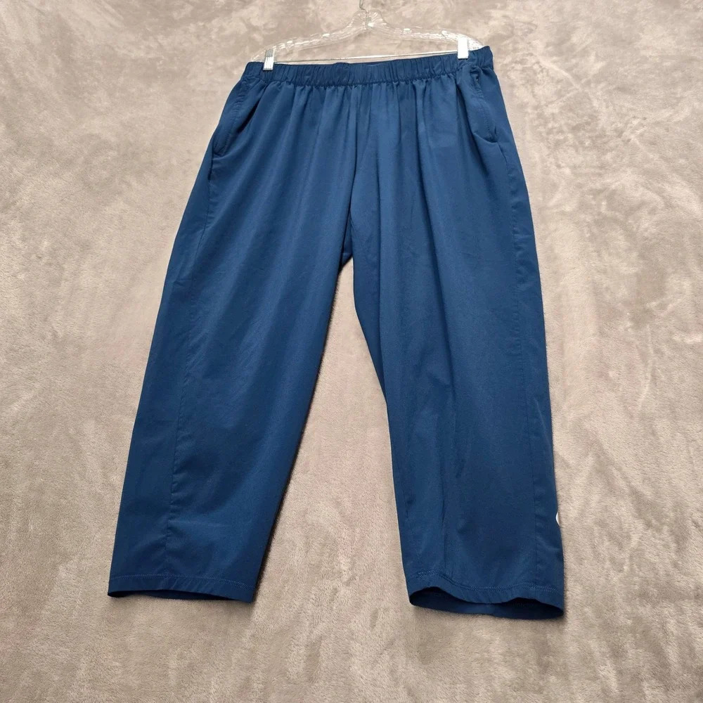 Nike Essential Pants Women 1X Blue Dri-Fit Cropped Tapered Athleisure Gym Light